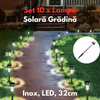 Set 10 x Lampa solara de gradina, inox, LED, 32cm